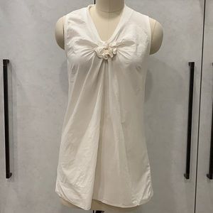 Brunello Cucinelli cream tank top flower cotton sz M